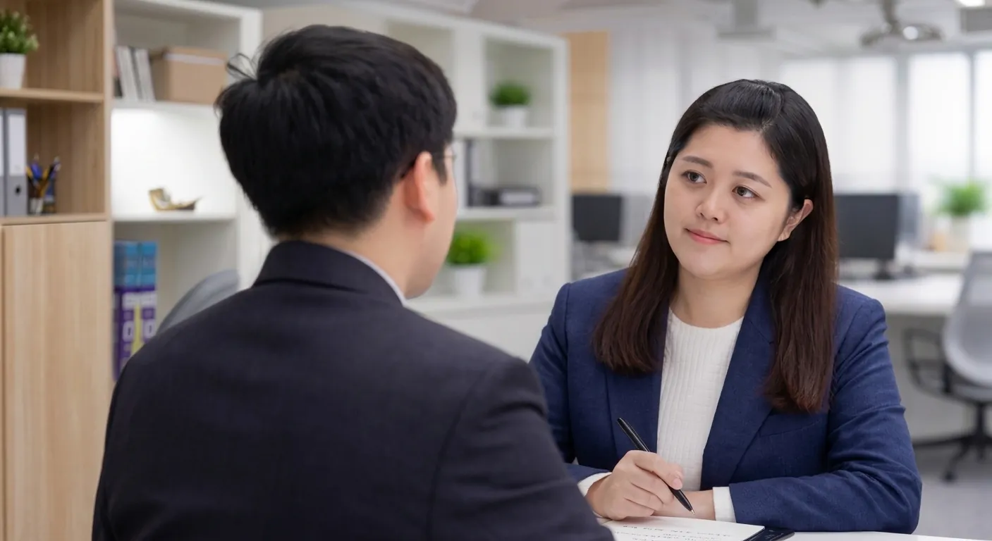 리뷰딜리트 대표가 의뢰자와 차분하게 상담하는 모습